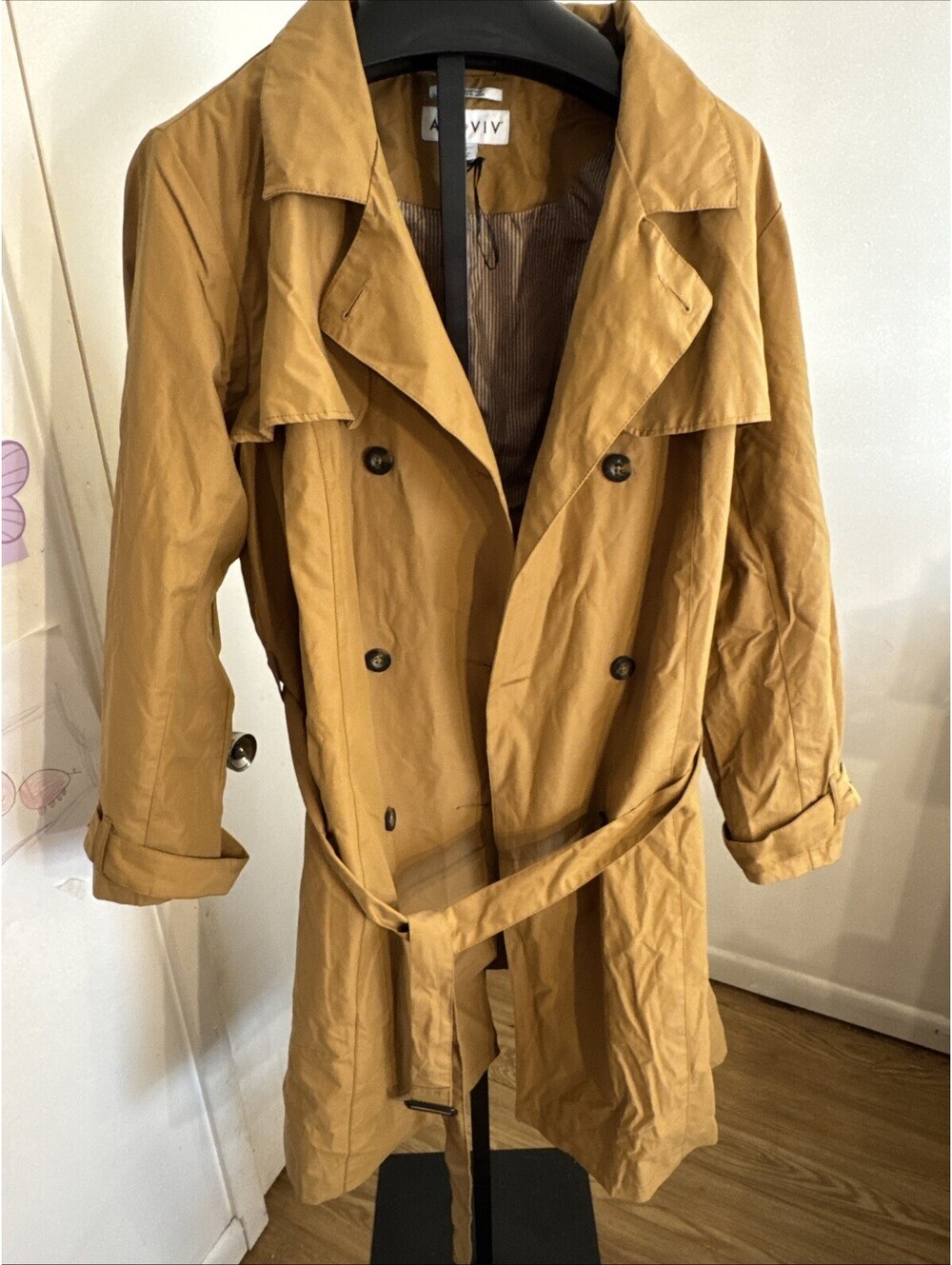 Ava & Viv Trench Coat Womens 4x Tan Brown Belted Lightweight Long Jacket Rain